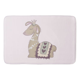 Cute Llama Princess Wearing a Krona Badrumsmatta