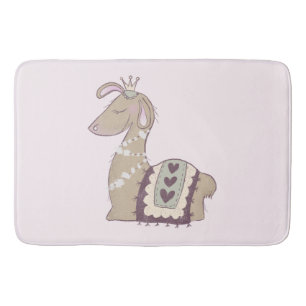 Cute Llama Princess Wearing a Krona Badrumsmatta