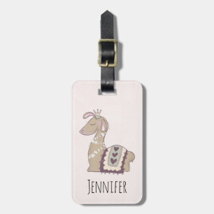 Cute Llama Princess Wearing a Krona Bagagebricka