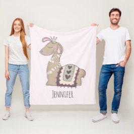 Cute Llama Princess Wearing a Krona Fleecefilt