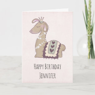 Cute Llama Princess Wearing a Krona Kort