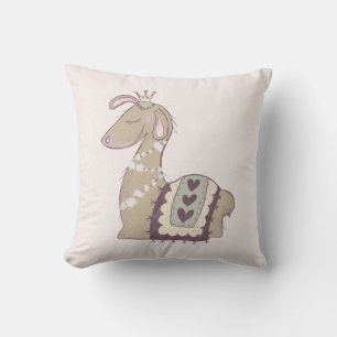 Cute Llama Princess Wearing a Krona Kudde