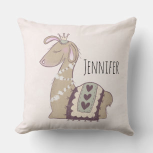 Cute Llama Princess Wearing a Krona Kudde