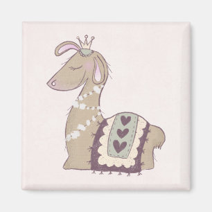 Cute Llama Princess Wearing a Krona Magnet