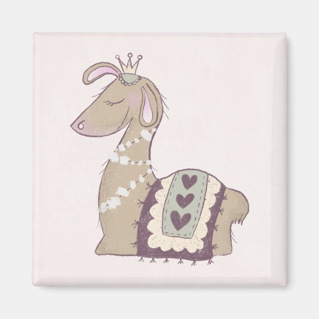 Cute Llama Princess Wearing a Krona Magnet (Framsidan)