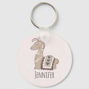 Cute Llama Princess Wearing a Krona Nyckelring