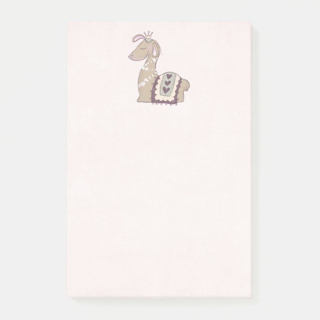 Cute Llama Princess Wearing a Krona Post-it Block (Framsida)