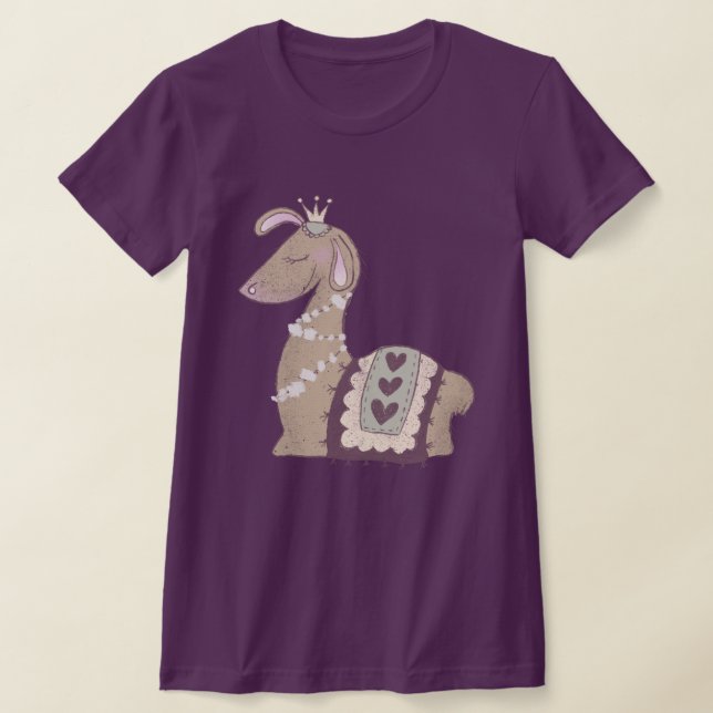 Cute Llama Princess Wearing a Krona T Shirt (Laydown)