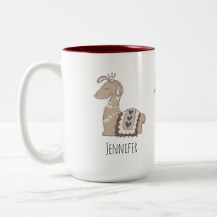Cute Llama Princess Wearing a Krona Två-Tonad Mugg