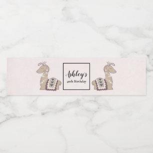 Cute Llama Princess Wearing a Krona Vattenflaskor Etikett