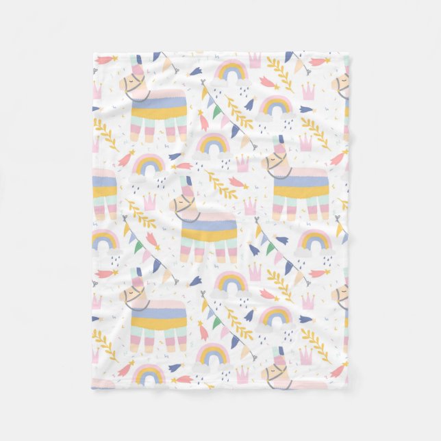 Cute Llama Rainbow Baby Nursery Fleecefilt (Framsidan)