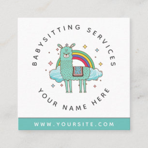 Cute Llama Rainbow Daycare Childcare Babywojveflyg Fyrkantigt Visitkort