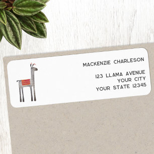 Cute Llama Returadress Etikett