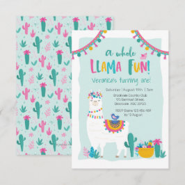 Cute Llama roligt cactus Birthday Inbjudan