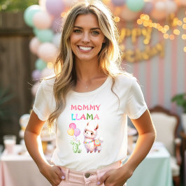 Cute Llama Roligt Colorful Girl 1st Birthday Mamma T Shirt