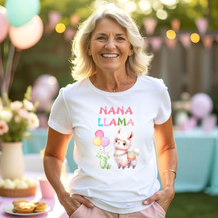 Cute Llama Roligt Girl 1st Birthday Nana Namn T Shirt
