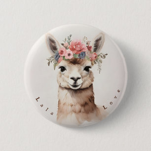 Cute Llama säger Lala Kärlek Personlig Button Knapp