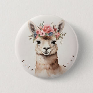 Cute Llama säger Lala Kärlek Personlig Button Knapp
