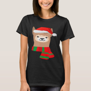 Cute Llama Santa Hat T Shirt