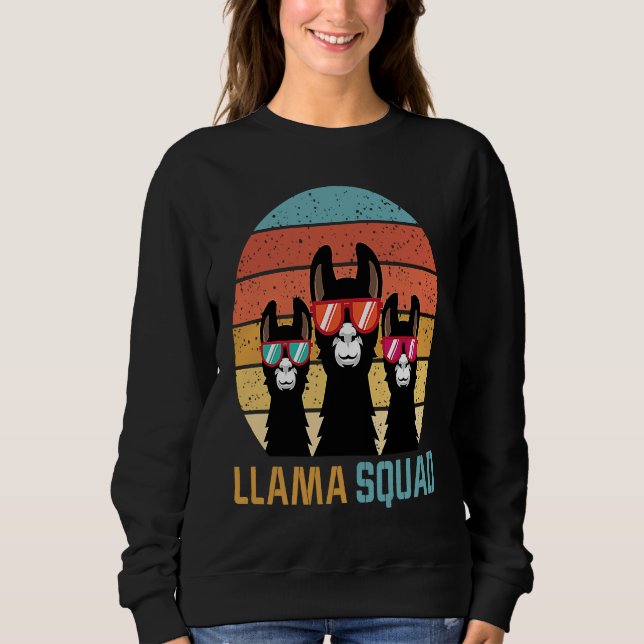 cute llama squad for llama and alpaca  retro t shirt (Framsida)