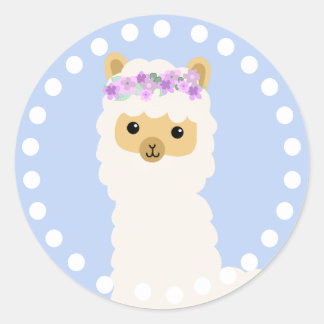 Cute Llama Stickers Runt Klistermärke