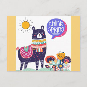 Cute Llama Tänka Vår Vykort