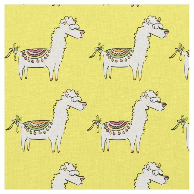 Cute Llama-Tecknader Tyg (Närbild)