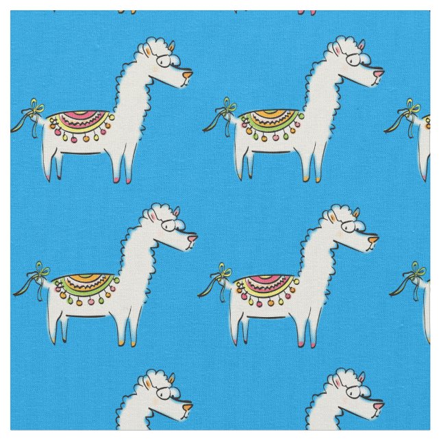 Cute Llama-Tecknader Tyg (Närbild)