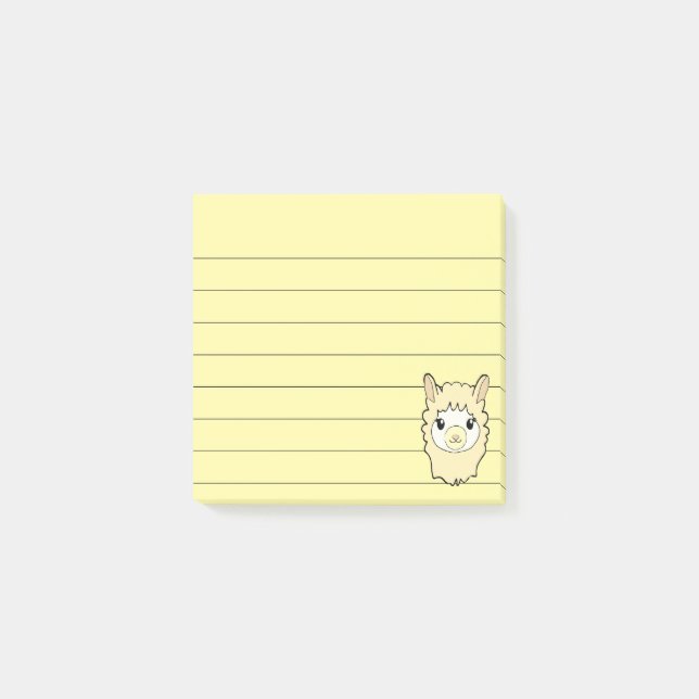 Cute Llama Teckning, 3 x 3 Post-it Block (Framsida)