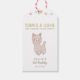 Cute Llama-tema, Födelsedagsfest Pastel Presentetikett