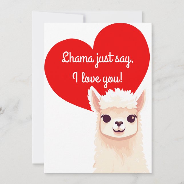 Cute Llama Valentine Day Card Julkort (Framsida)