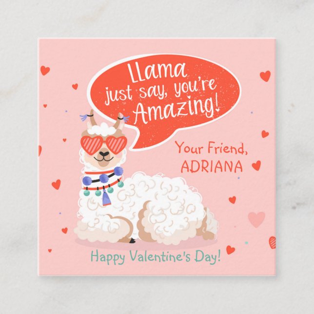 Cute Llama Valentine Tilläggskort (Framsida)