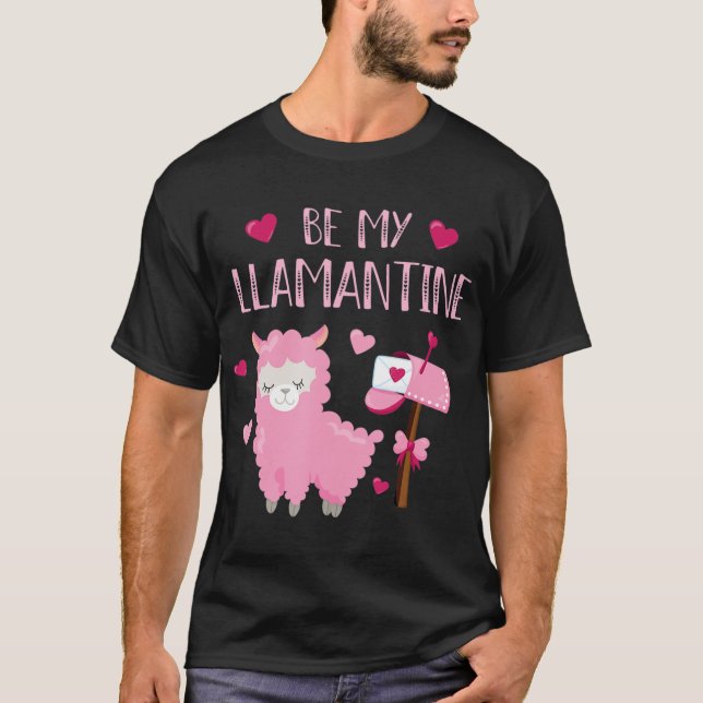 Cute Llama Valentines Day Be My Llamantine Couples T Shirt (Framsida)