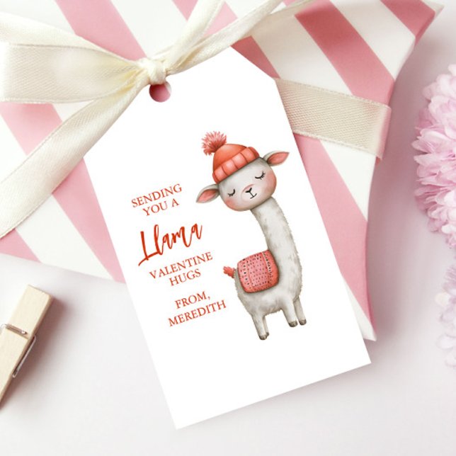 Cute Llama Valentine's Day, Kids Classroom Presentetikett (Skapare uppladdad)