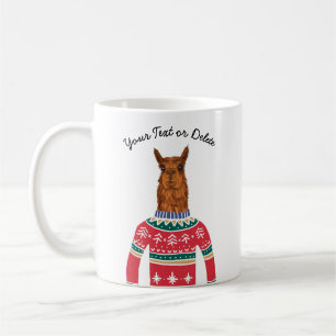 Cute Llama Wearing Funny Ugly julsötare Kaffemugg