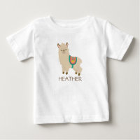 Cute Llama Whimsical Personlig Baby T-Shirt