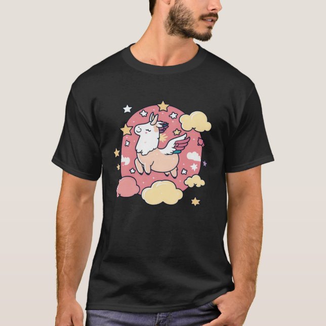 Cute Llamacorn Design Alpaca Llama T Shirt (Framsida)
