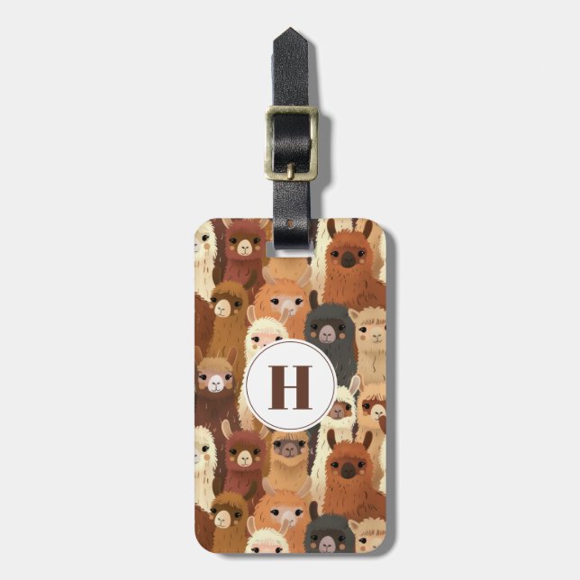 Cute Llamas Luggage Tag Bagagebricka (Vertikal Framsida)