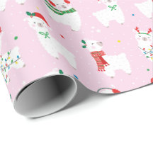 Cute Llamas-redot för jul på ljus rosa