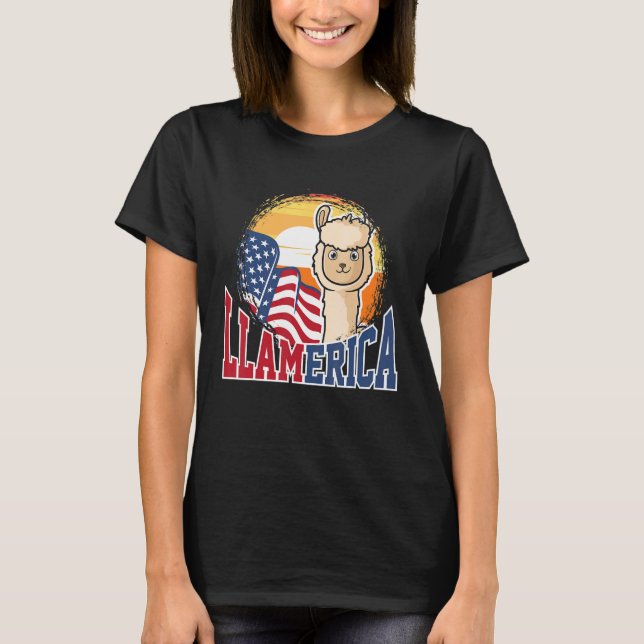 Cute Llamerica Patriotic För manar Women America 3 T Shirt (Framsida)