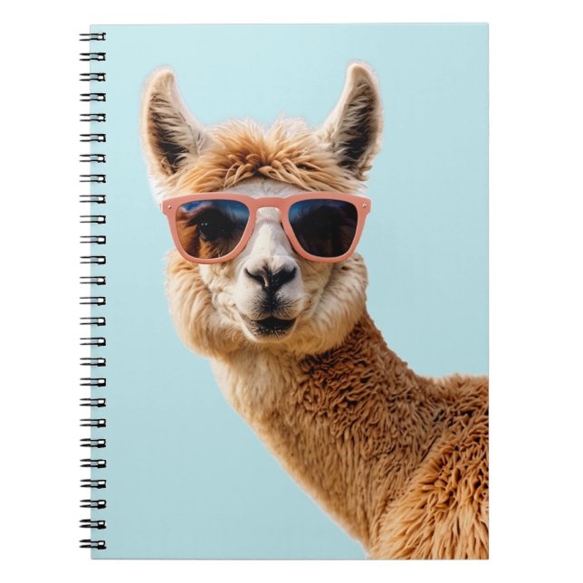 Cute Lllama med solglasögon på Anteckningsbok (Framsidan)