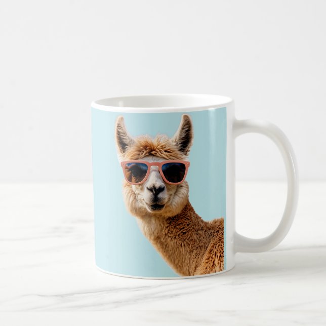 Cute Lllama med solglasögon på Kaffemugg (Höger)