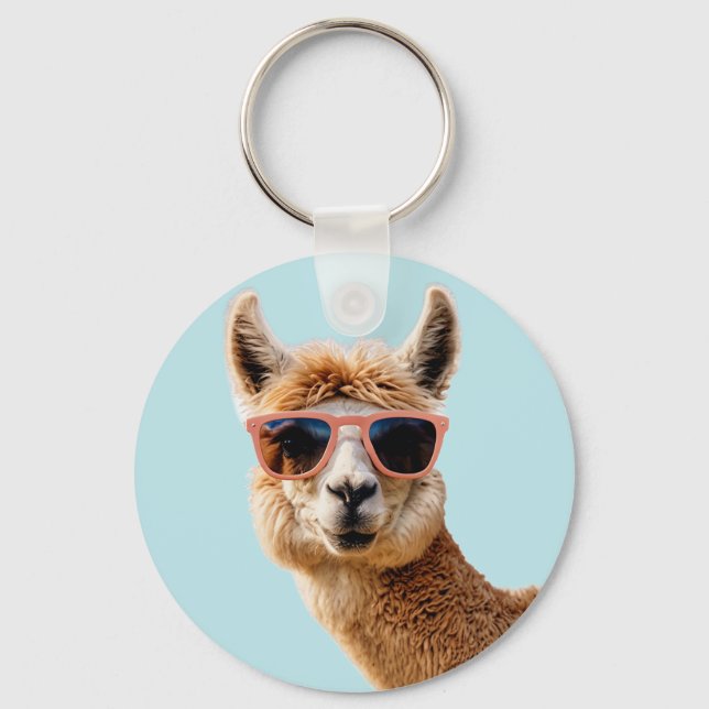 Cute Lllama med solglasögon på Nyckelring (Framsida)