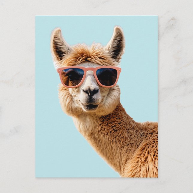Cute Lllama med solglasögon på Vykort (Framsida)
