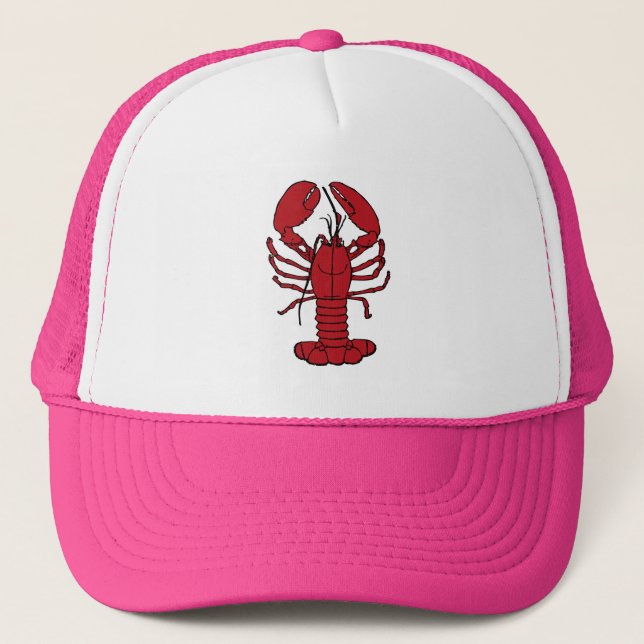Cute Lobster Nautical truckerkeps rosa (Framsida)