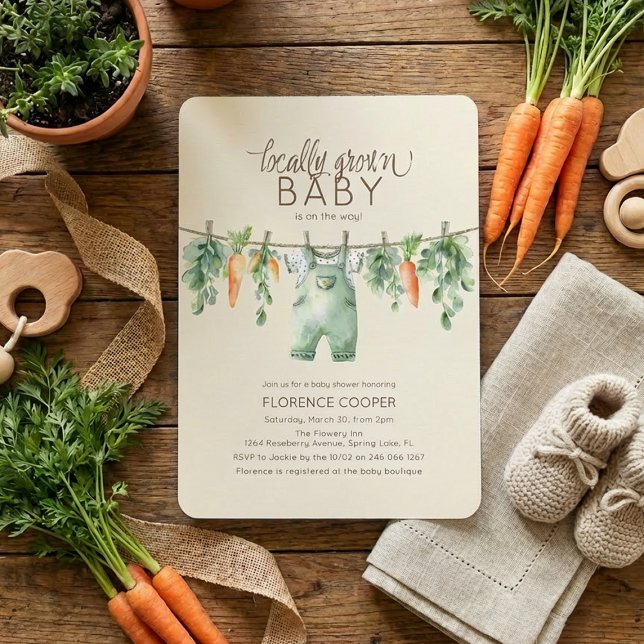 Cute Locally Grown Baby Shower Invitation Inbjudningar (Skapare uppladdad)