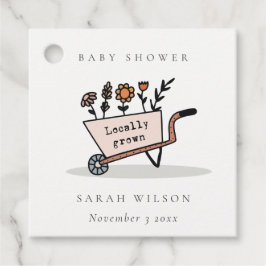 Cute Locally Grown  Blommigt Cart Baby Shower Gåvor Etiketter