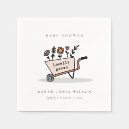 Cute Locally Grown  Blommigt Cart Baby Shower Pappersservett