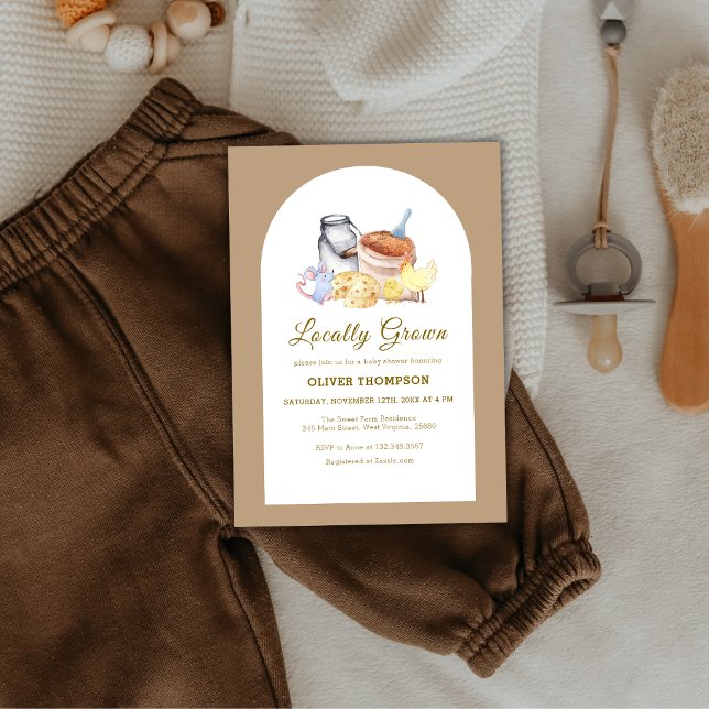 Cute Locally Grown Farm Chicken Mouse Baby Shower Inbjudningar (Cute Locally Grown Farm Chicken Mouse Baby Shower Invitation)