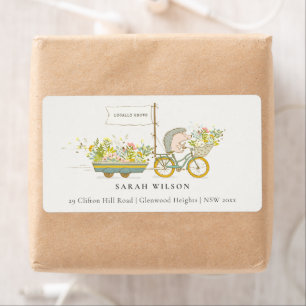Cute Locally Grown Hedgehog Blommigt Bike Adress Fraktsedel